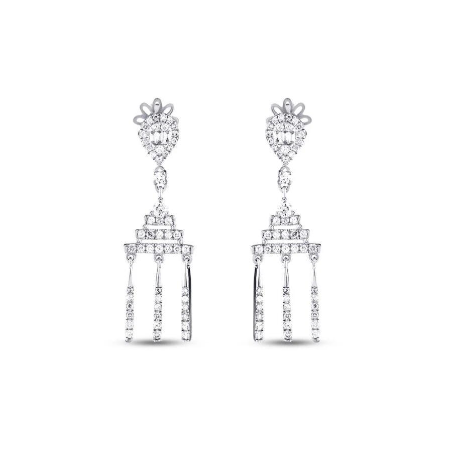 0.68 Karat Pırlanta Baget Küpe - 2