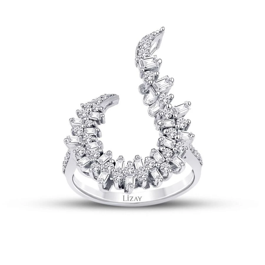 0.68 Karat Pırlanta Baget Yüzük - 1