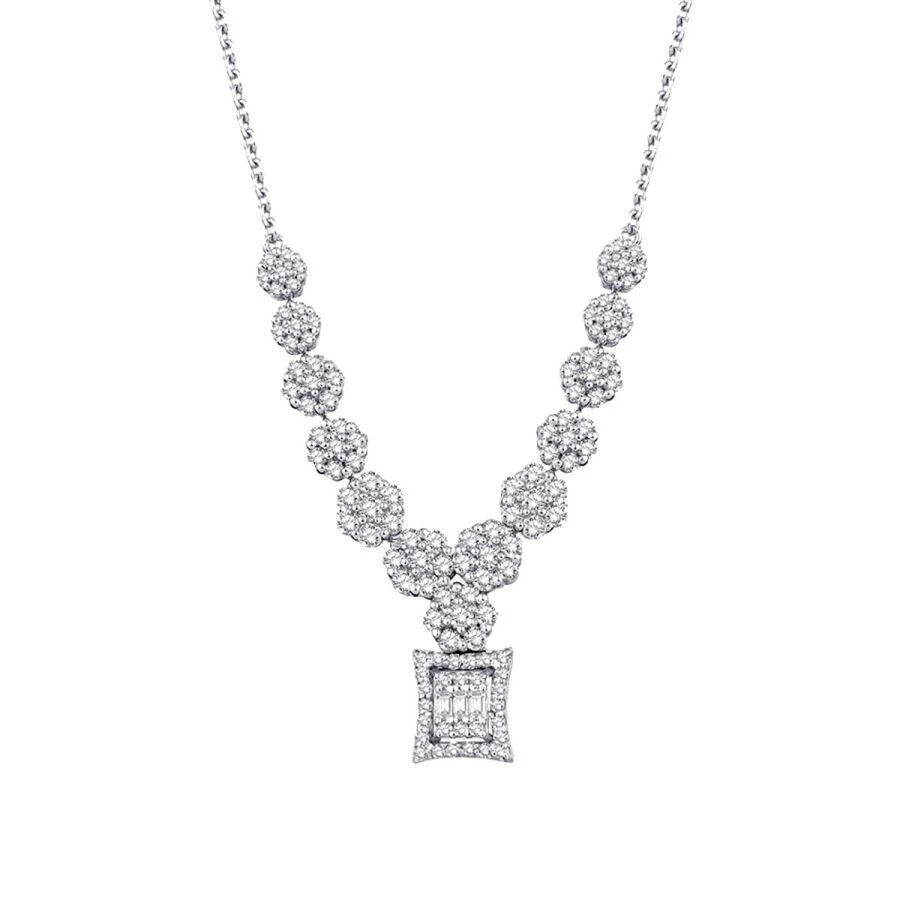 0.69 Karat Pırlanta Baget Çiçek Kolye - 1