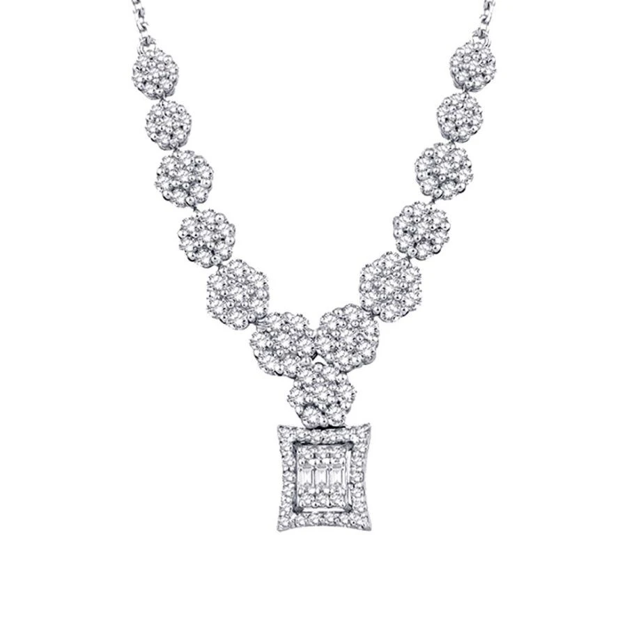 0.69 Karat Pırlanta Baget Çiçek Kolye - 2