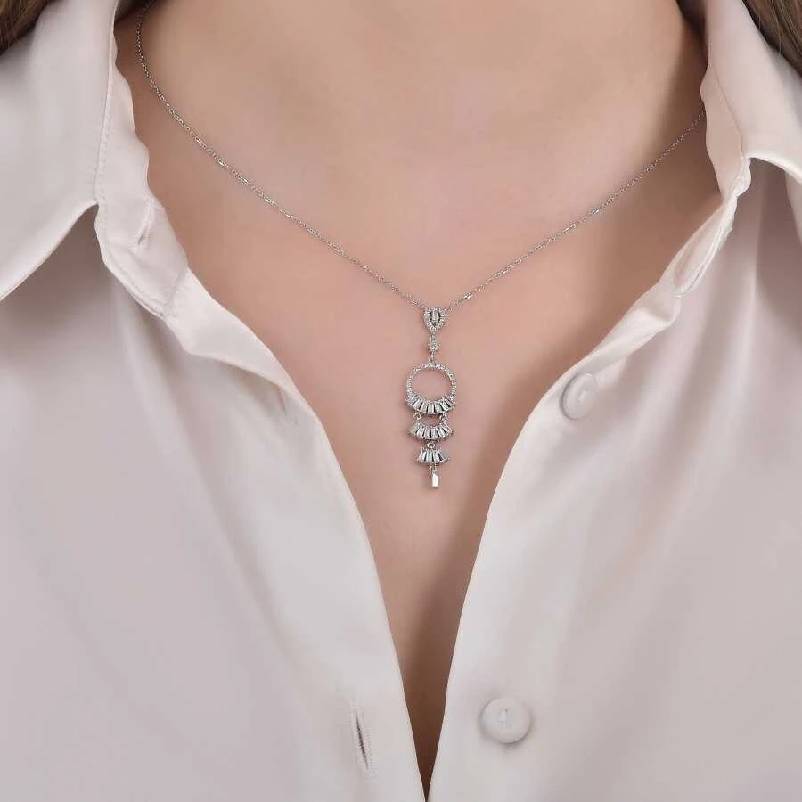 0.69 Karat Pırlanta Baget Kolye - 3