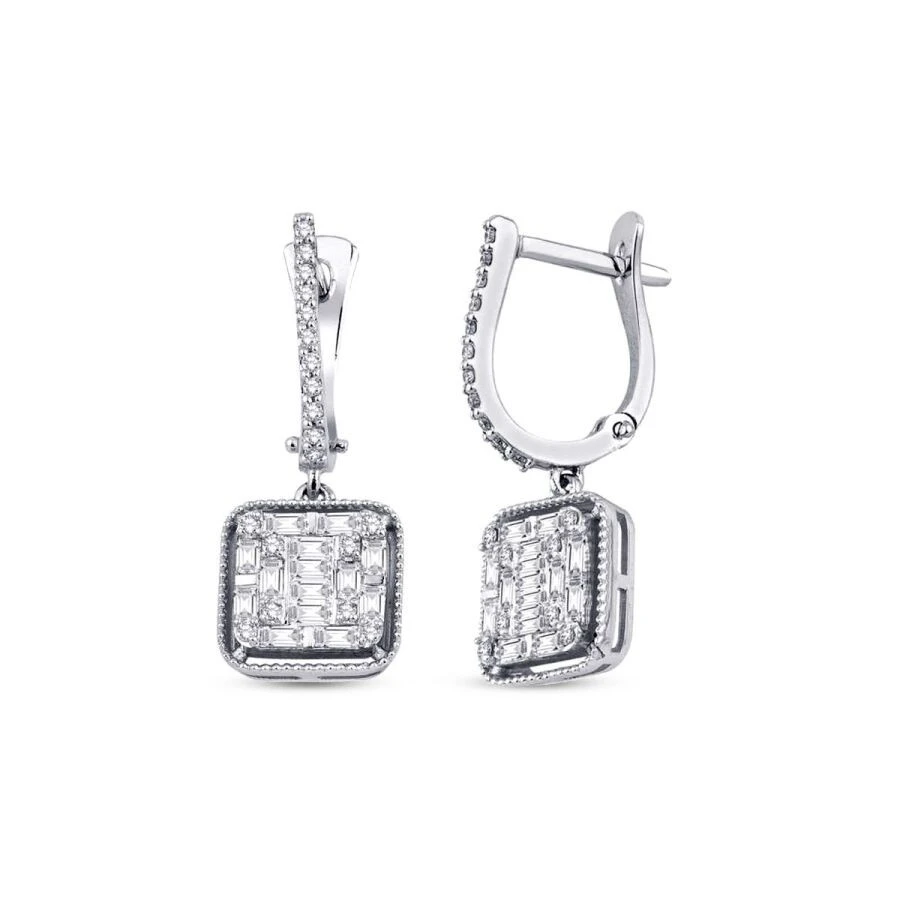 0.70 Karat Pırlanta Baget Küpe - 1