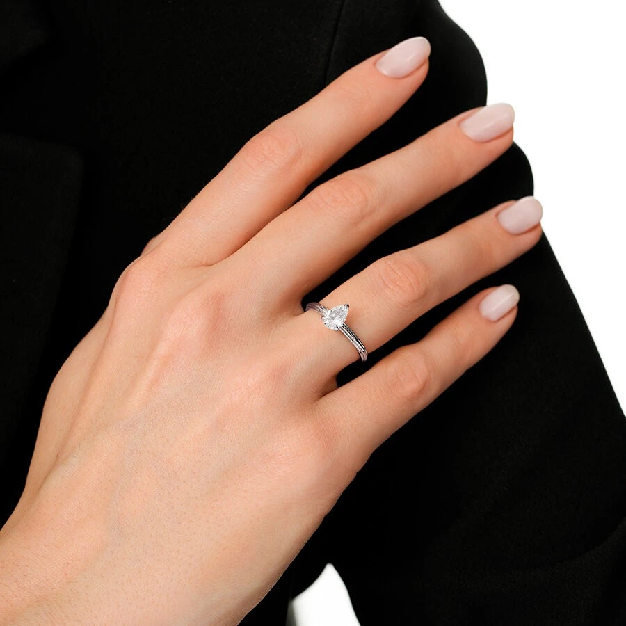 0.70 Karat Pırlanta Damla Tektaş Yüzük - 2