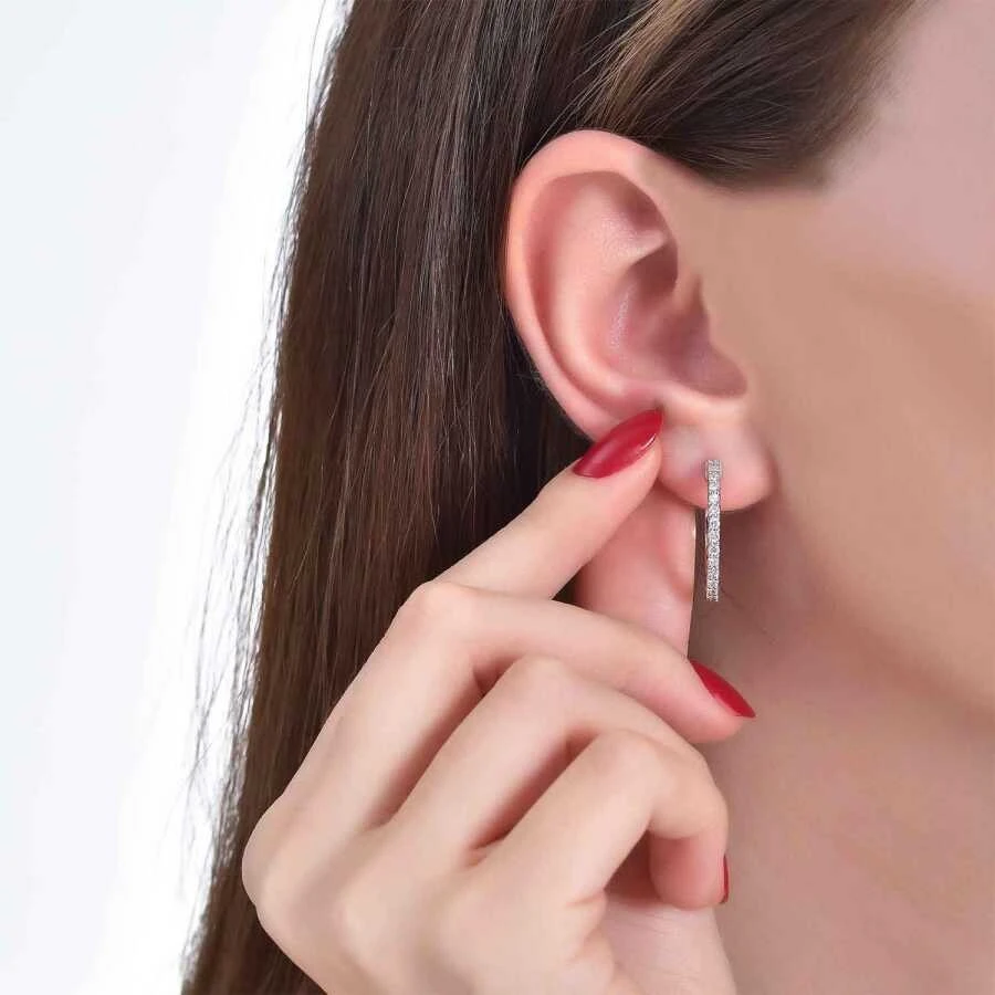 0.70 Karat Pırlanta Halka Küpe - 3