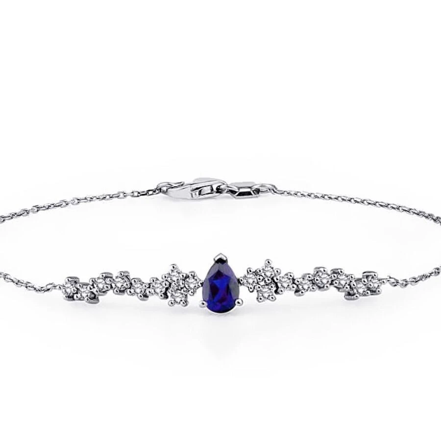 0.71 Karat Pırlanta Safir Bileklik - 2