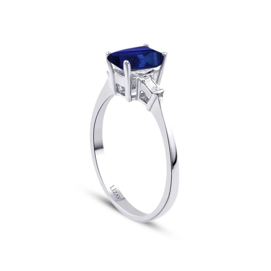 0.71 Karat Pırlanta Safir Yüzük - 2