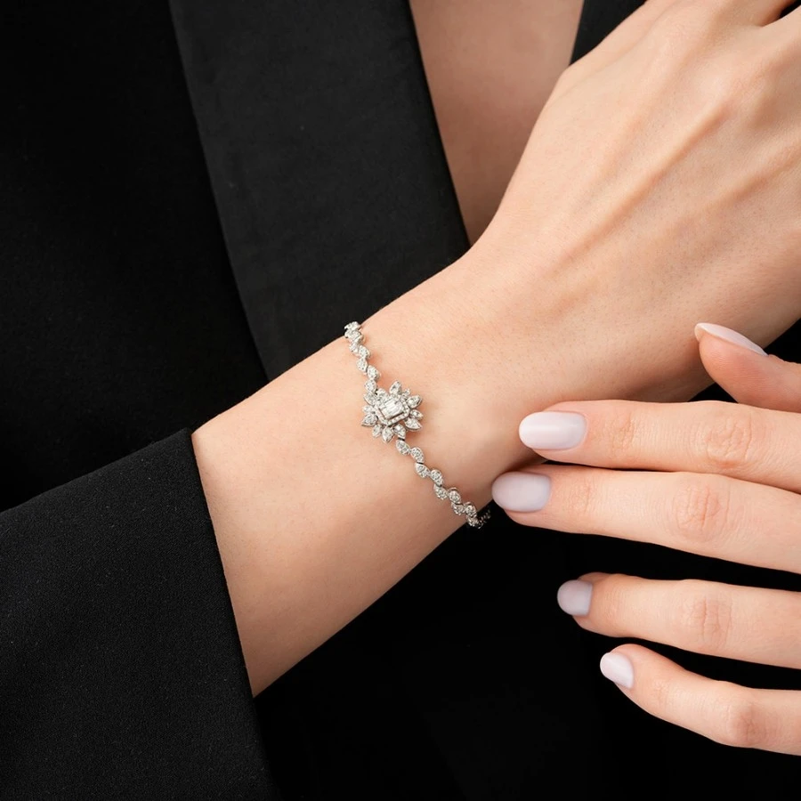 0.73 Karat Pırlanta Baget Bileklik - 3