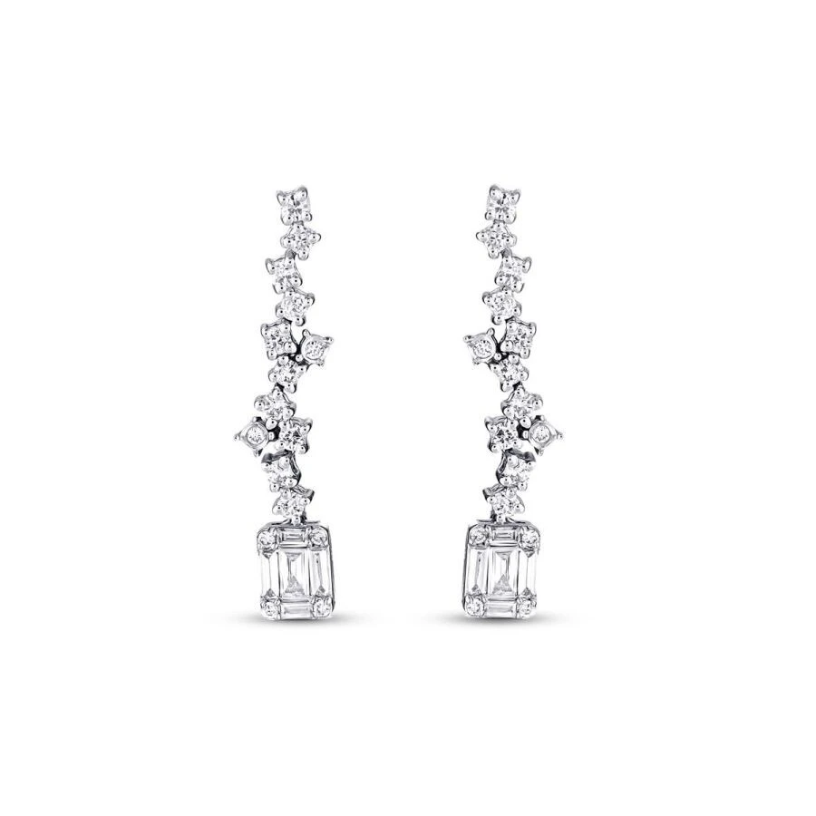 0.74 Karat Pırlanta Baget Küpe - 1