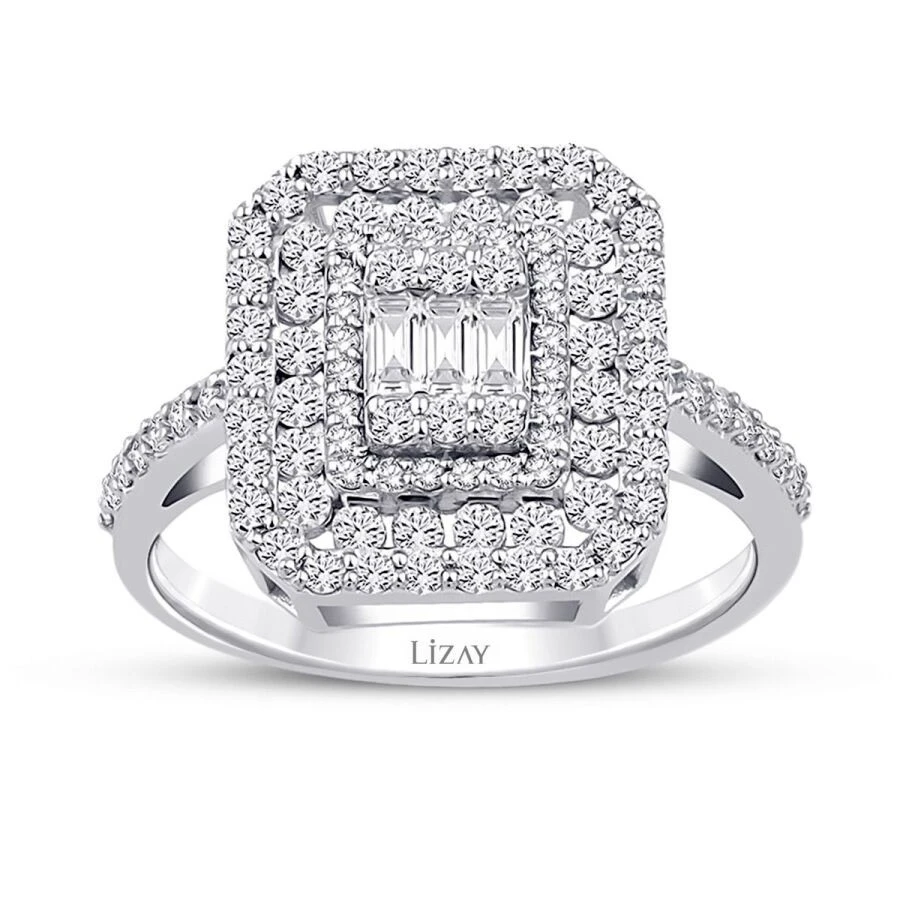 0.74 Karat Pırlanta Baget Yüzük - 1