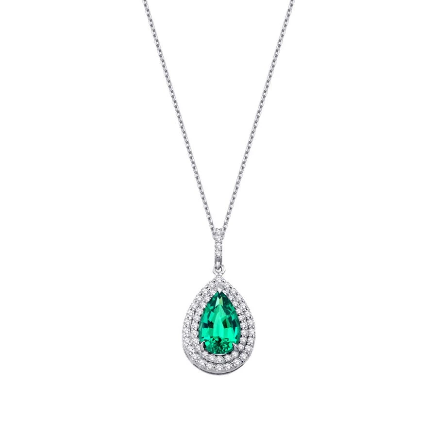 0.74 Karat Pırlanta Green Quartz Kolye - 1