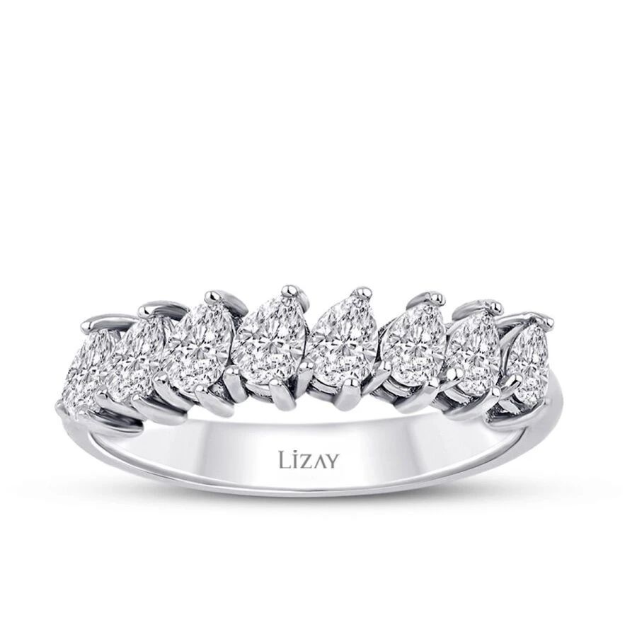 0.76 Karat Pırlanta Damla Yarımtur Yüzük - 1