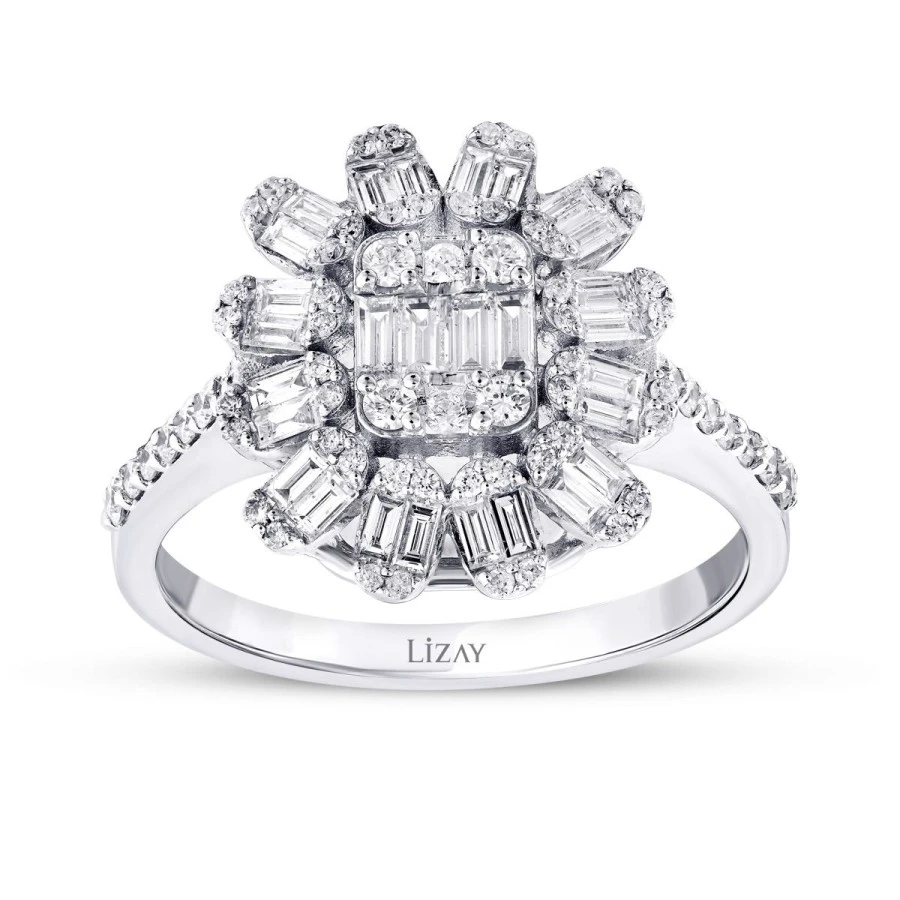 0.77 Karat Pırlanta Baget Yüzük - 1