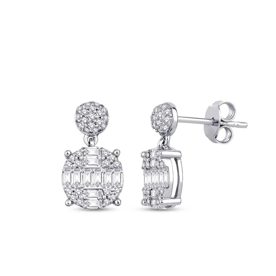 0.78 Karat Pırlanta Baget Küpe - 1