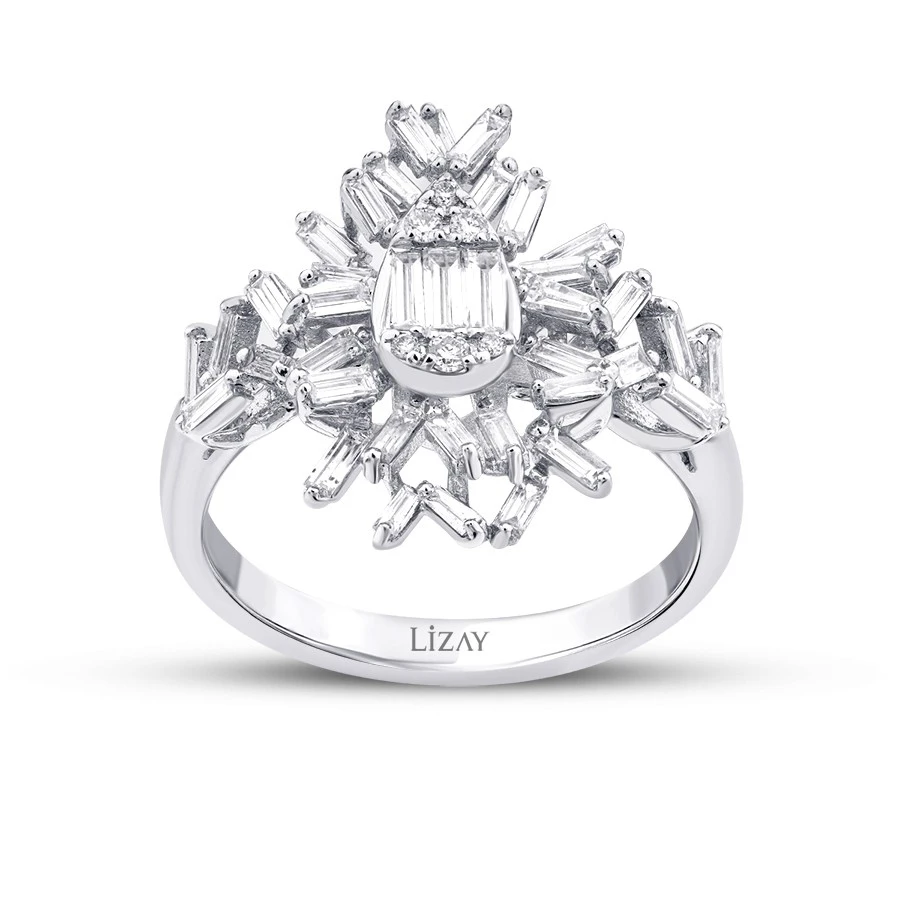 0.79 Karat Pırlanta Baget Yüzük - 1