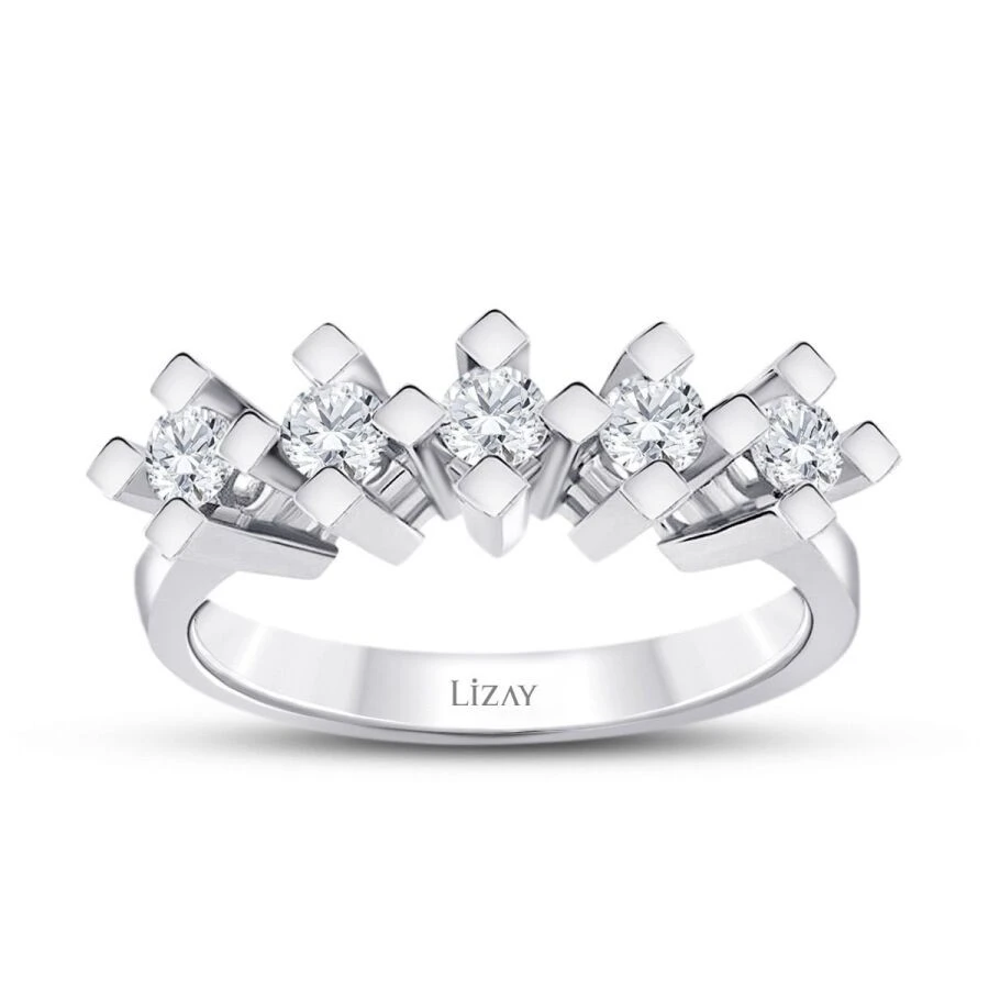 0.80 Karat Pırlanta Beştaş Yüzük - 1