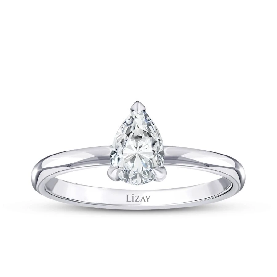 0.80 Karat Pırlanta Damla Tektaş Yüzük - 1