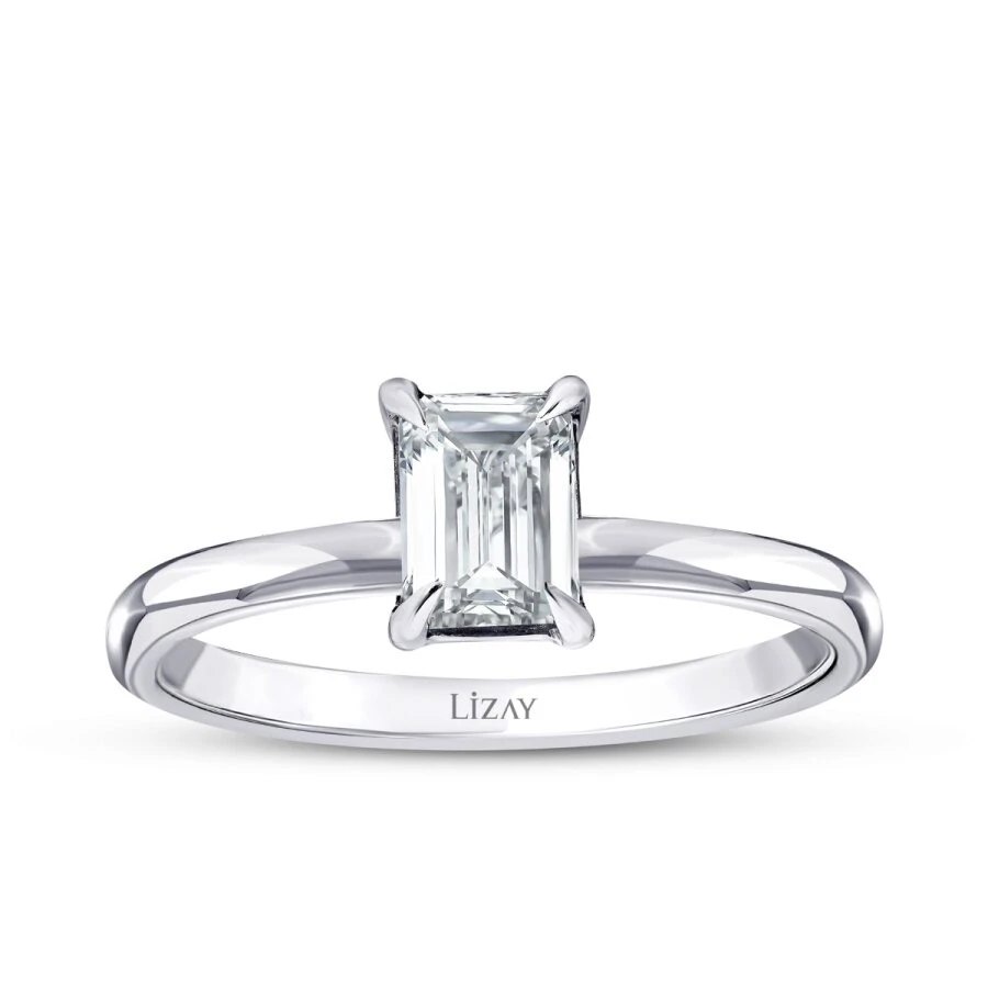 0.80 Karat Pırlanta Emerald Tektaş Yüzük - 1