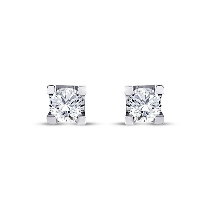 0.80 Karat Pırlanta Tektaş Küpe - 2