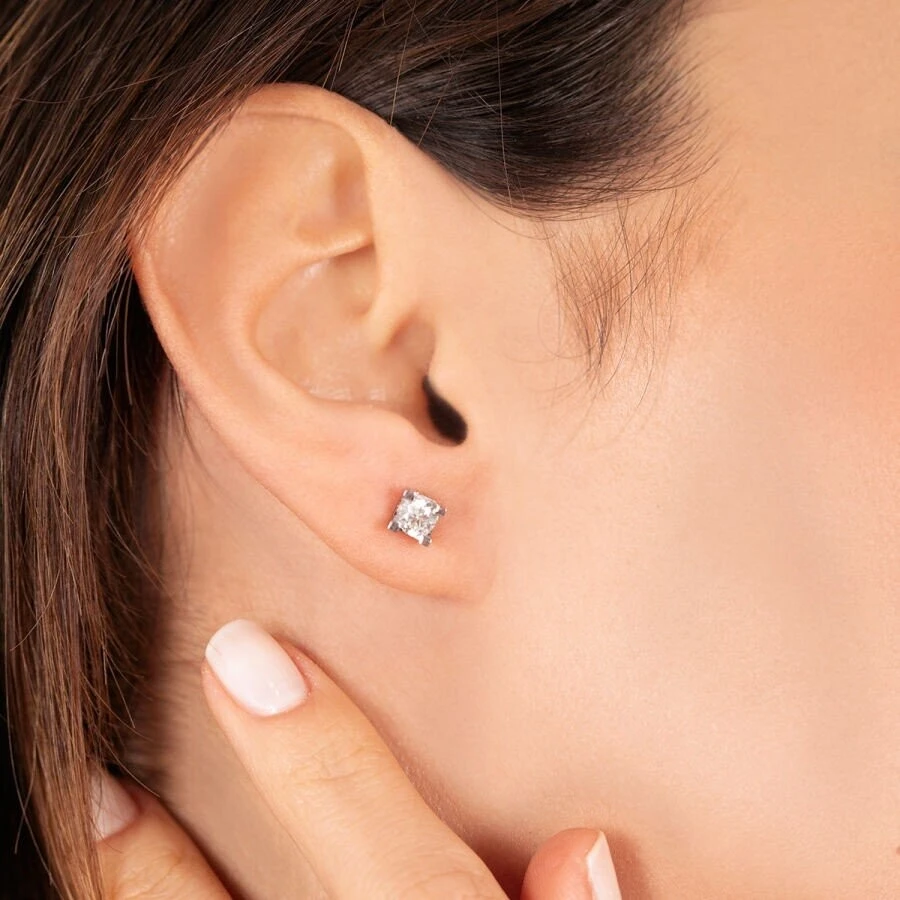 0.80 Karat Pırlanta Tektaş Küpe - 3