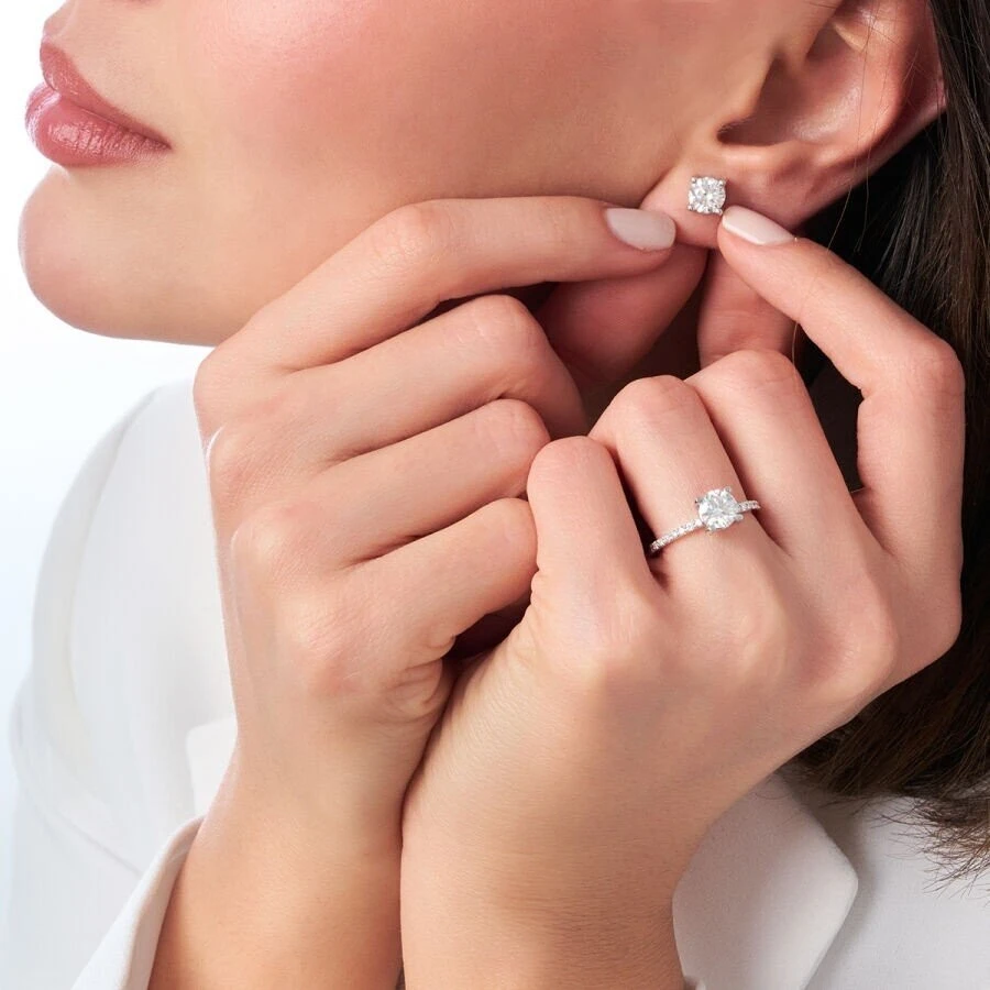 0.80 Karat Pırlanta Tektaş Küpe - 3