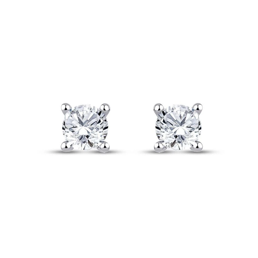 0.80 Karat Pırlanta Tektaş Küpe - 2