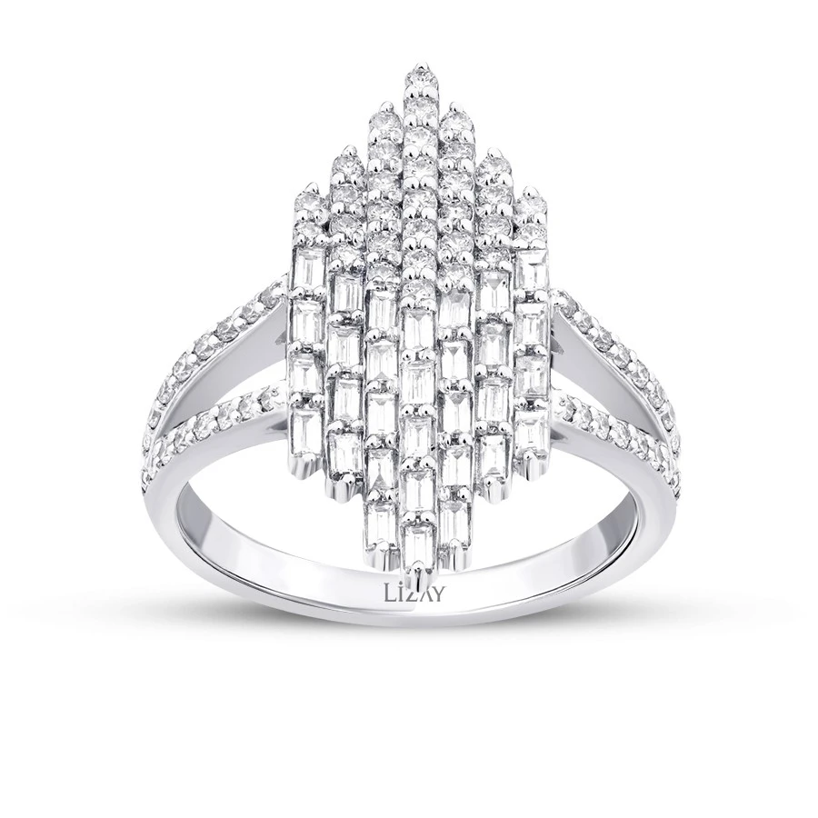 0.81 Karat Pırlanta Baget Yüzük - 1