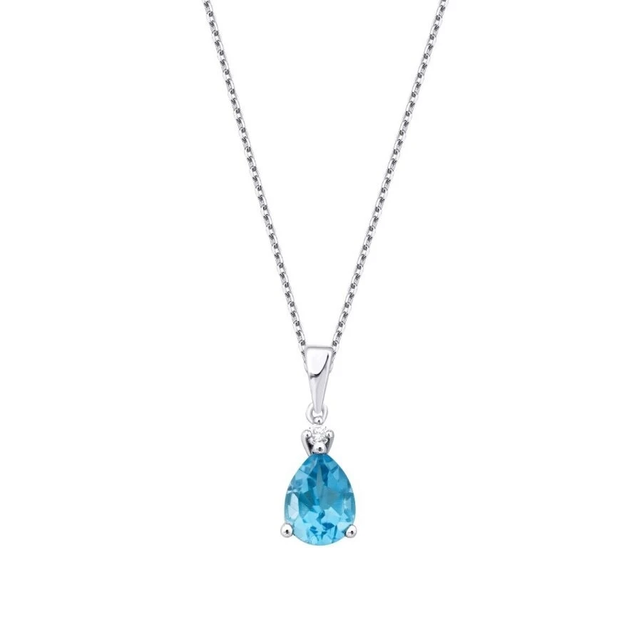0.82 Karat Pırlanta Blue Topaz Kolye - 1