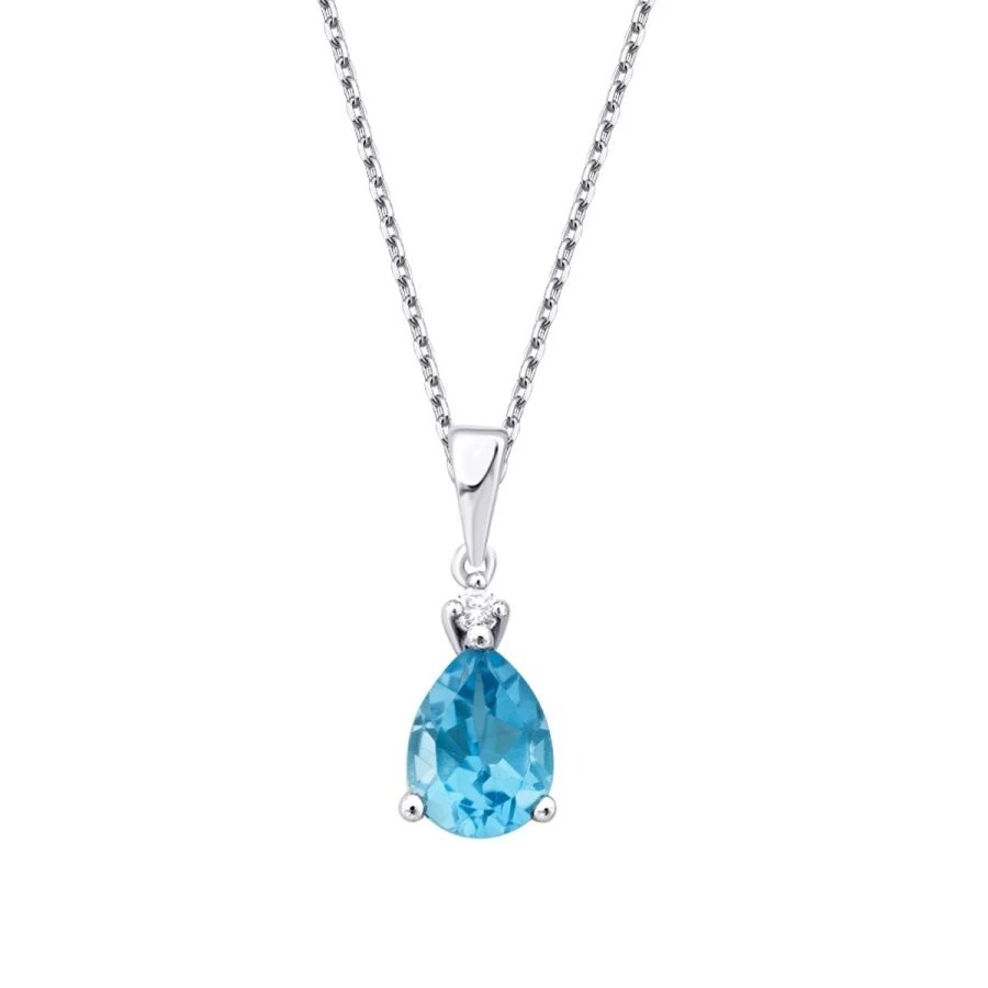 0.82 Karat Pırlanta Blue Topaz Kolye - 2