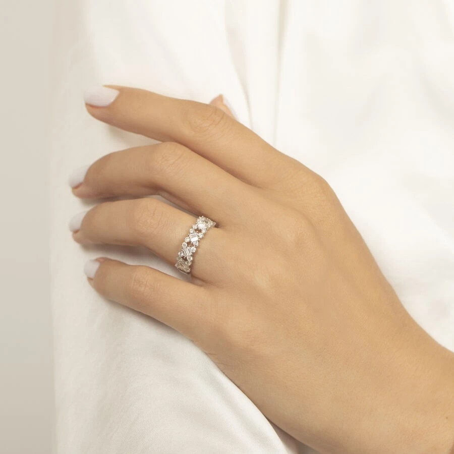 0.83 Karat Pırlanta Baget Yüzük - 3