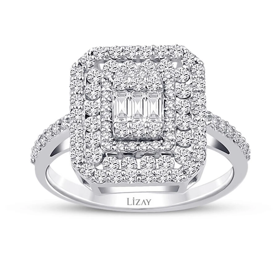 0.83 Karat Pırlanta Baget Yüzük - 1