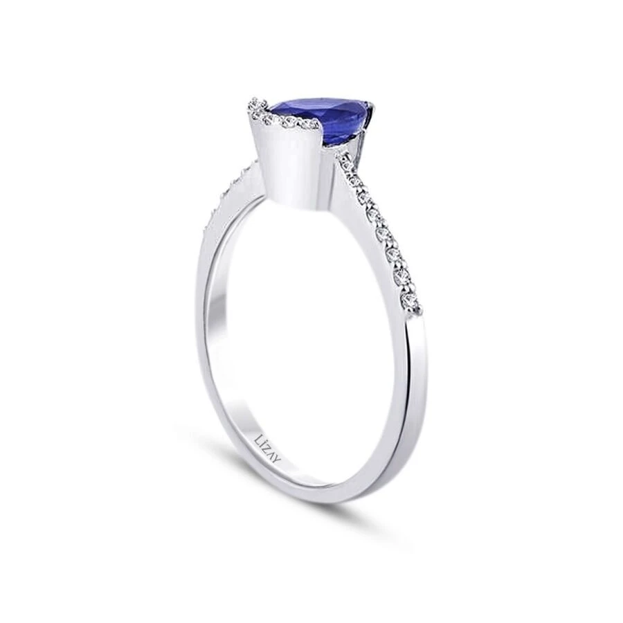 0.85 Karat Pırlanta Safir Yüzük - 2