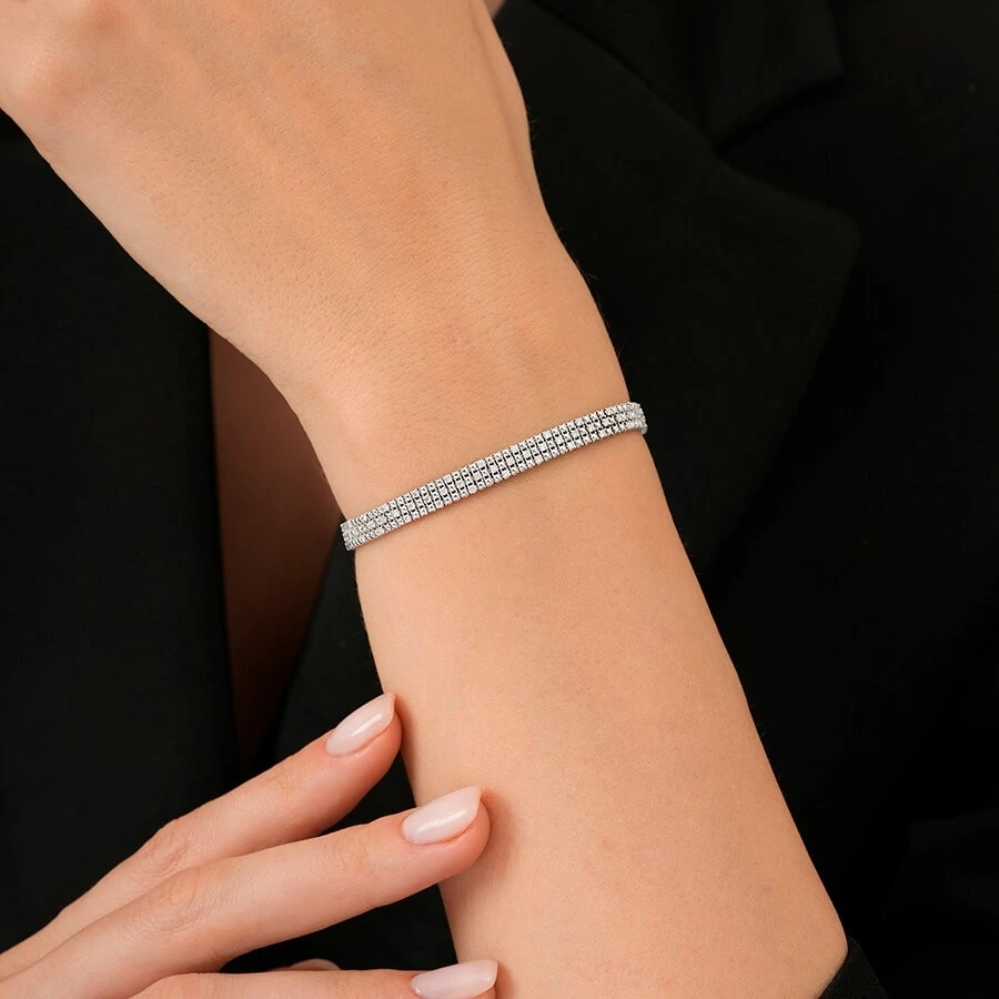 0.86 Karat Pırlanta Sıralı Su Yolu Bileklik - 3