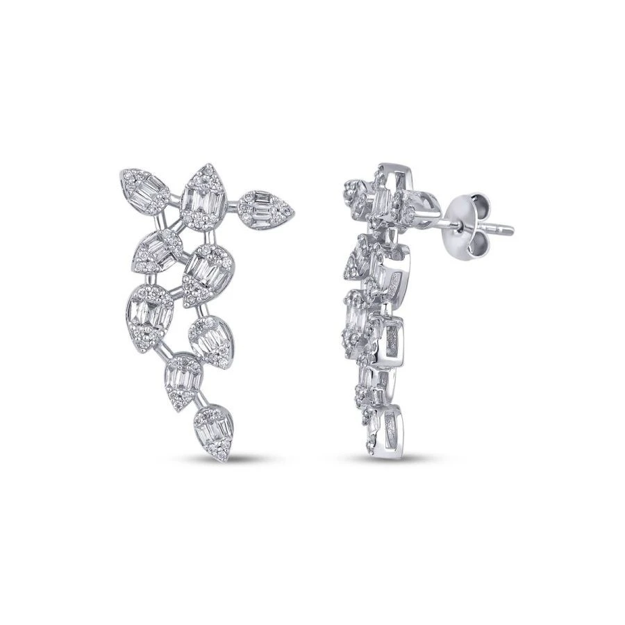 0.87 Karat Pırlanta Baget Küpe - 1