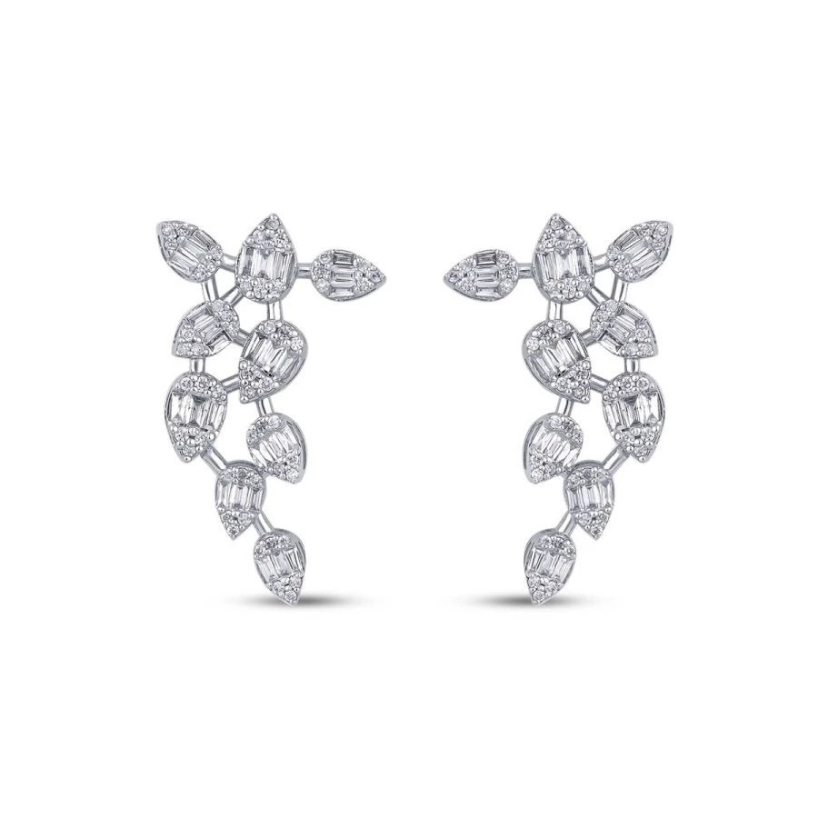 0.87 Karat Pırlanta Baget Küpe - 2