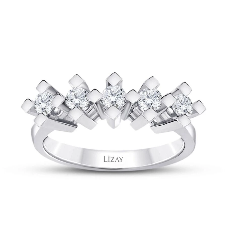 0.90 Karat Pırlanta Beştaş Yüzük - 1