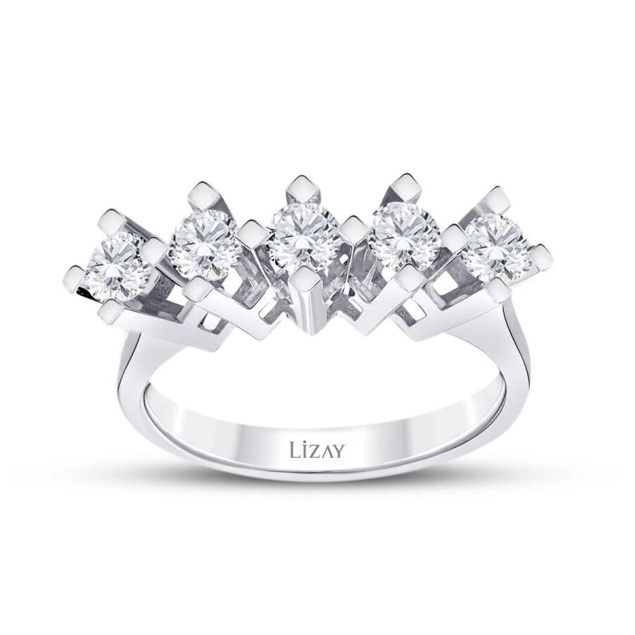 0.90 Karat Pırlanta Beştaş Yüzük - 1