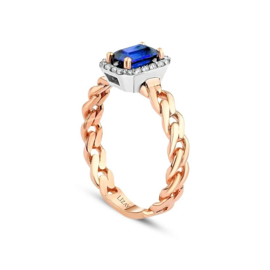 0.92 Karat Pırlanta Safir Yüzük - 2