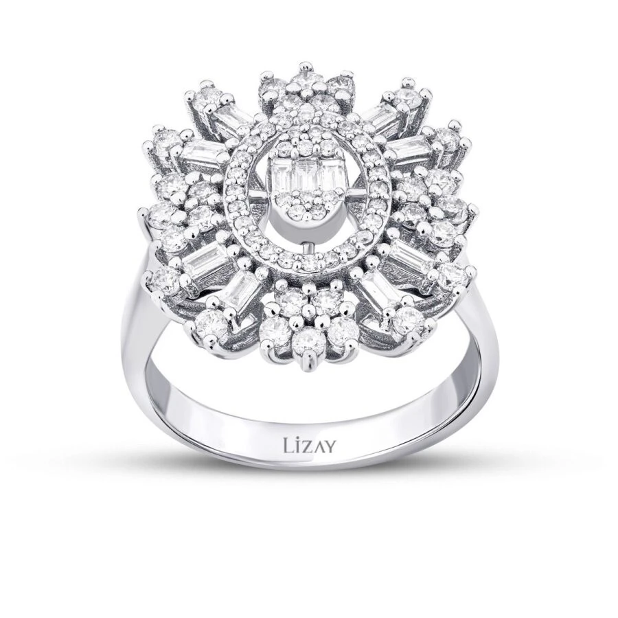 0.93 Karat Pırlanta Baget Yüzük - 1