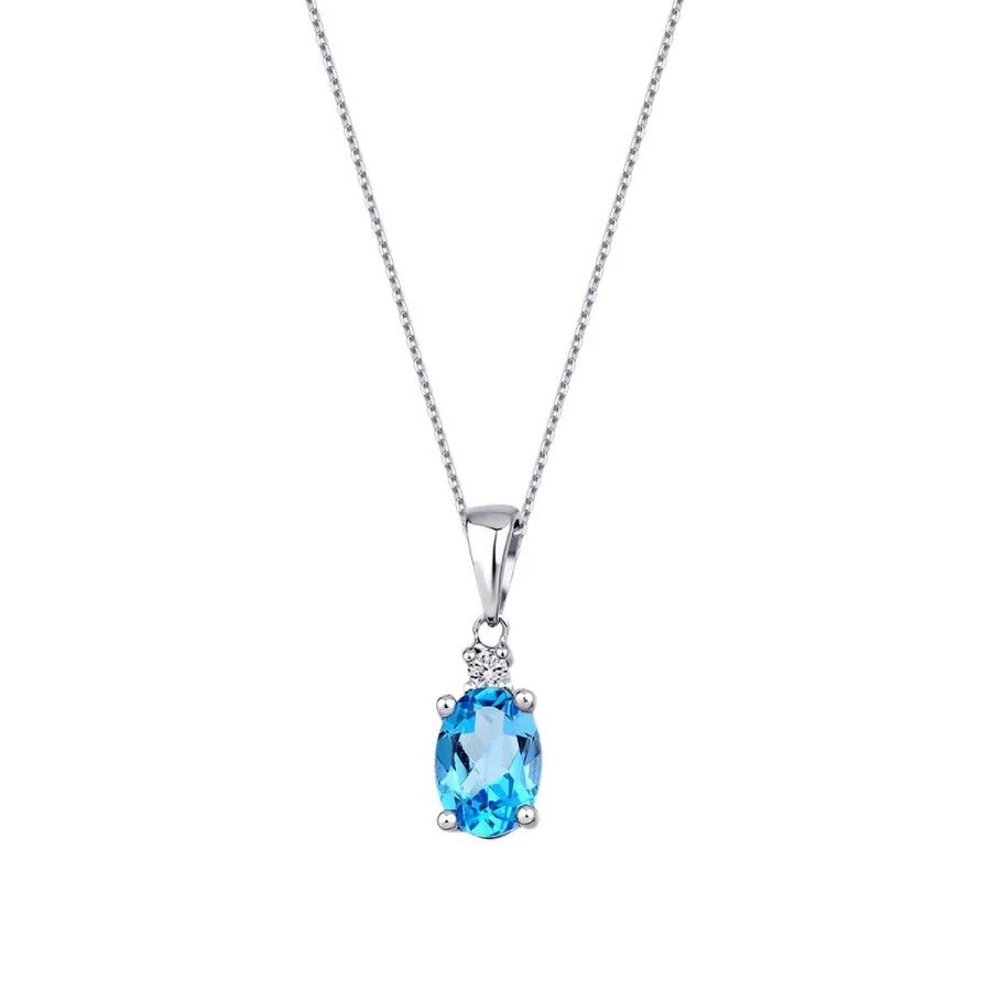 0.93 Karat Pırlanta Blue Topaz Kolye - 1