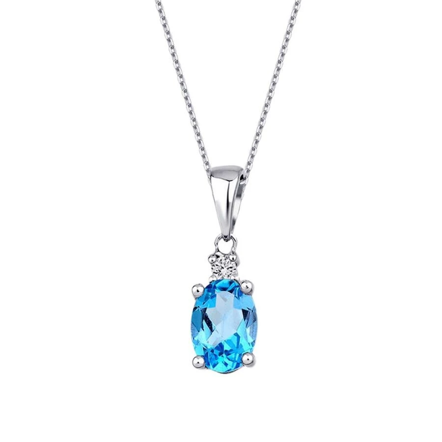 0.93 Karat Pırlanta Blue Topaz Kolye - 2