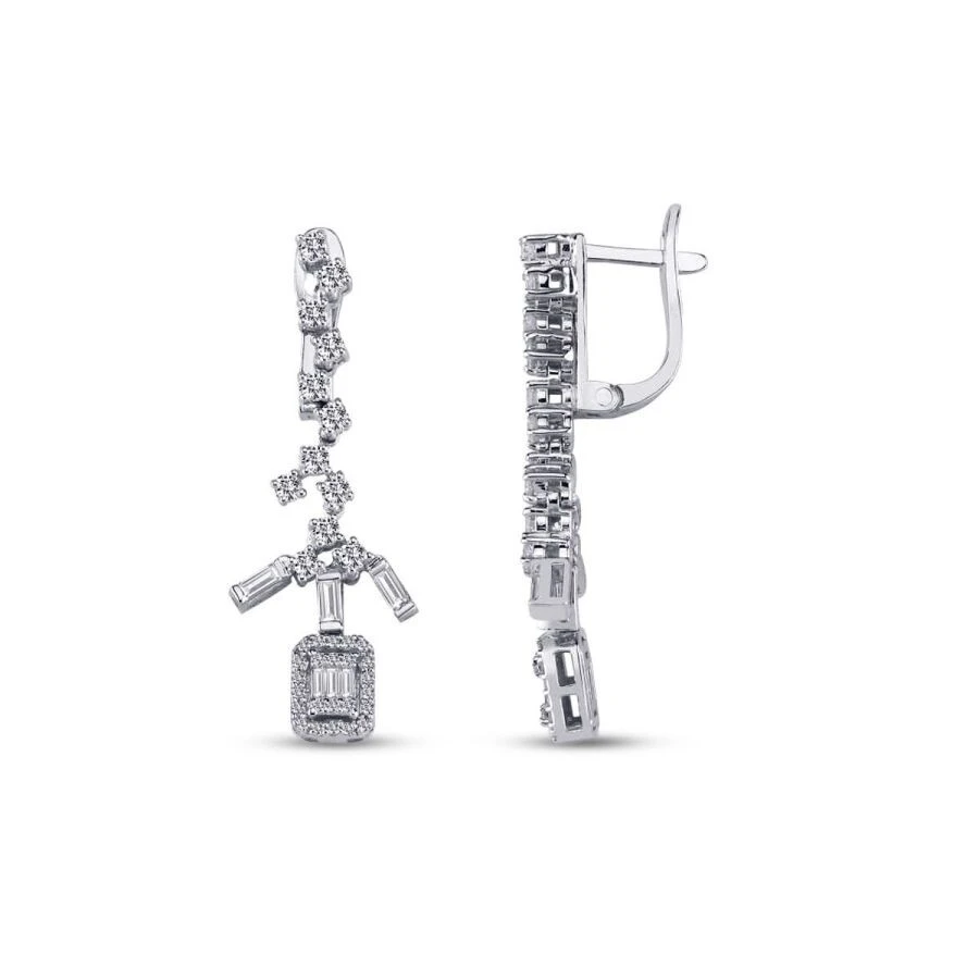 0.97 Karat Pırlanta Baget Küpe - 1