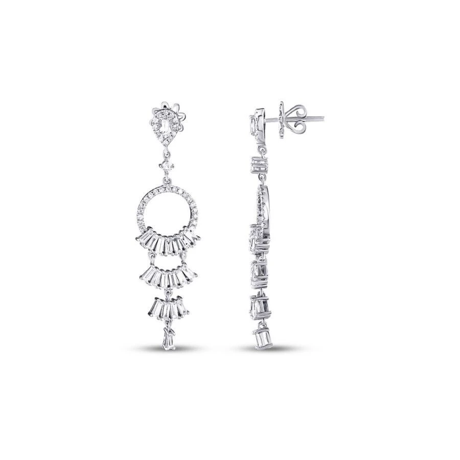 0.99 Karat Pırlanta Baget Küpe - 1