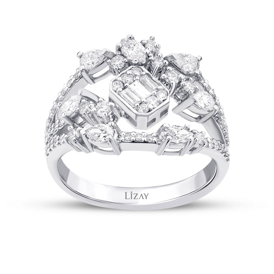 1.00 Karat Pırlanta Baget Yüzük - 1