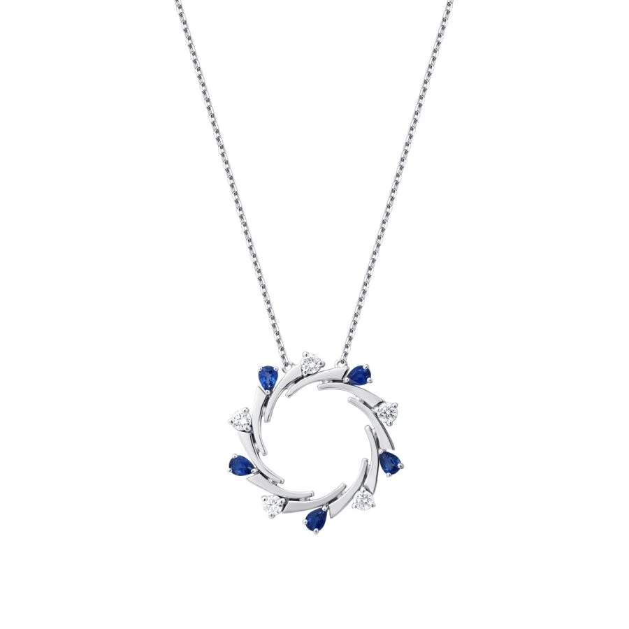 1.45 Karat Pırlanta Safir Kolye - 1