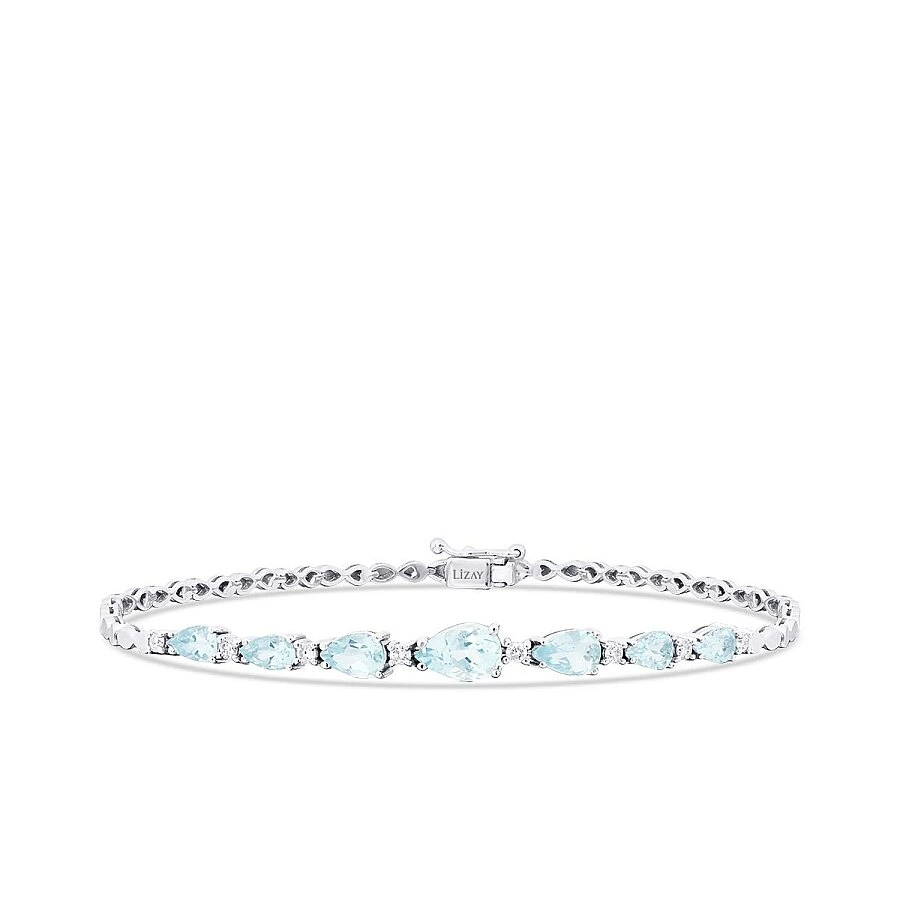 1.99 Karat Pırlanta Aquamarin Damla Bileklik - 1