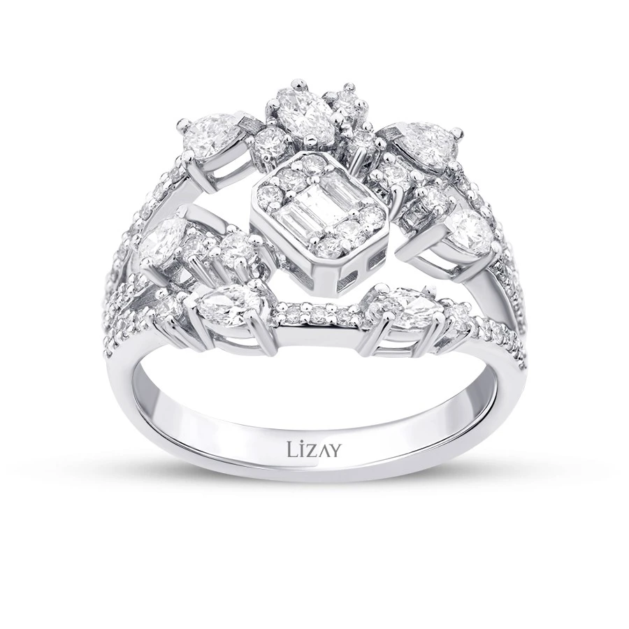 1 Karat Pırlanta Baget Yüzük - 1