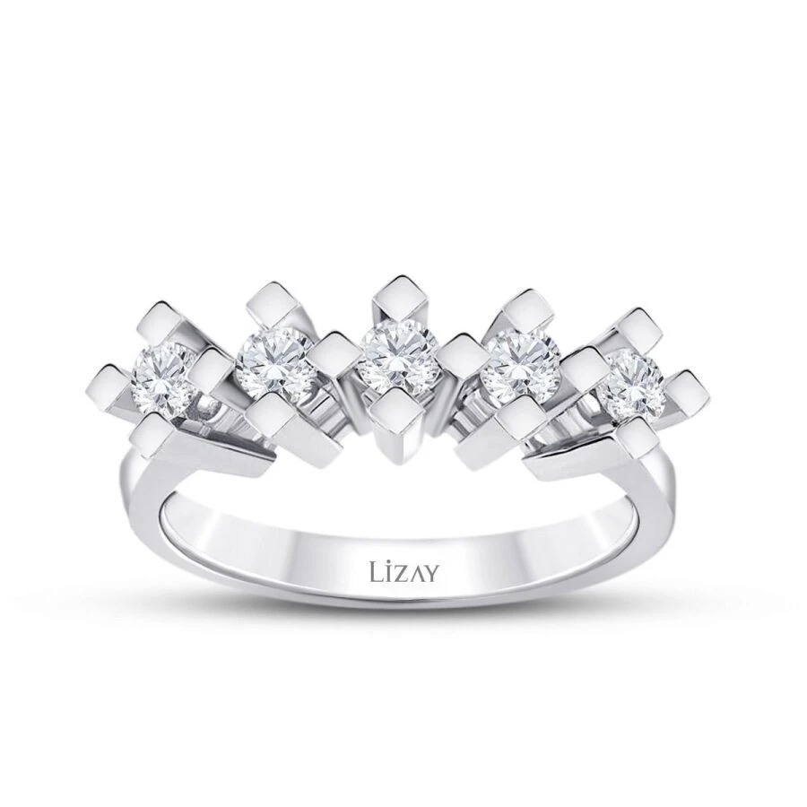 1.00 Karat Pırlanta Beştaş Yüzük - 1