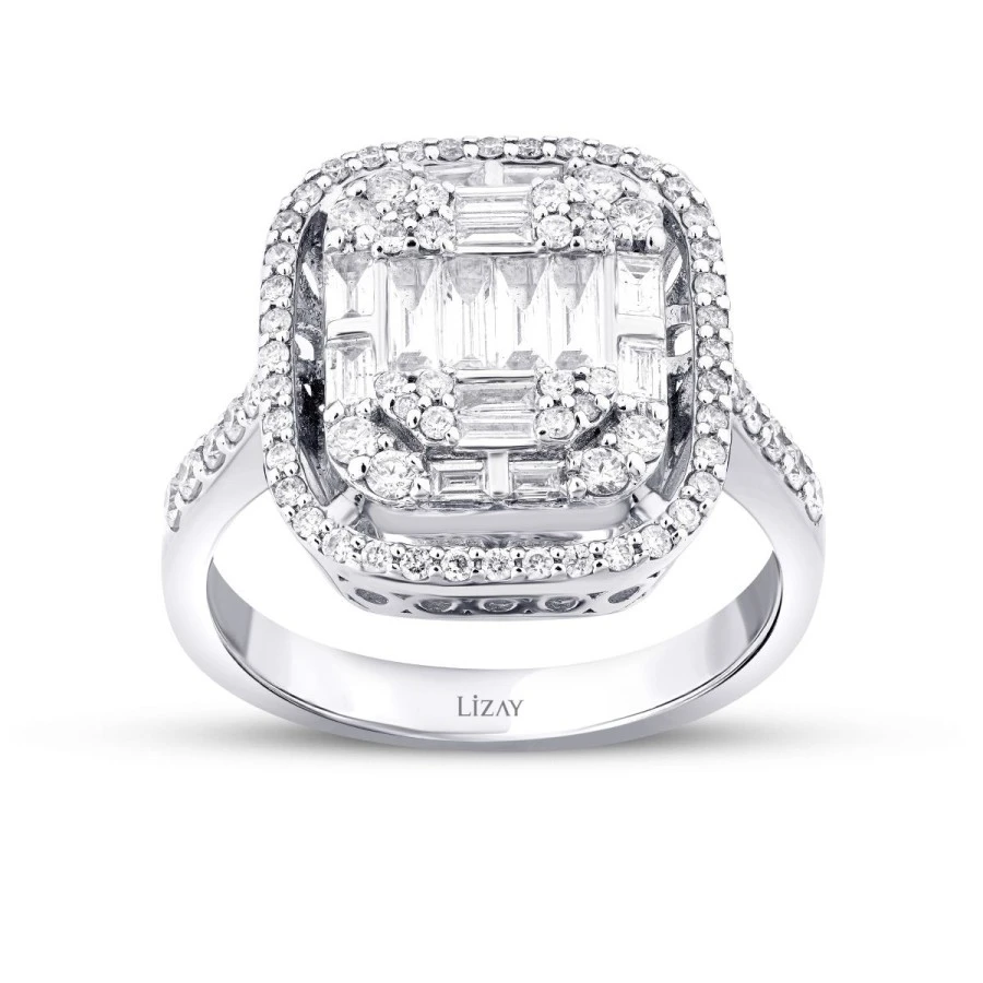 1.01 Karat Pırlanta Baget Yüzük - 1