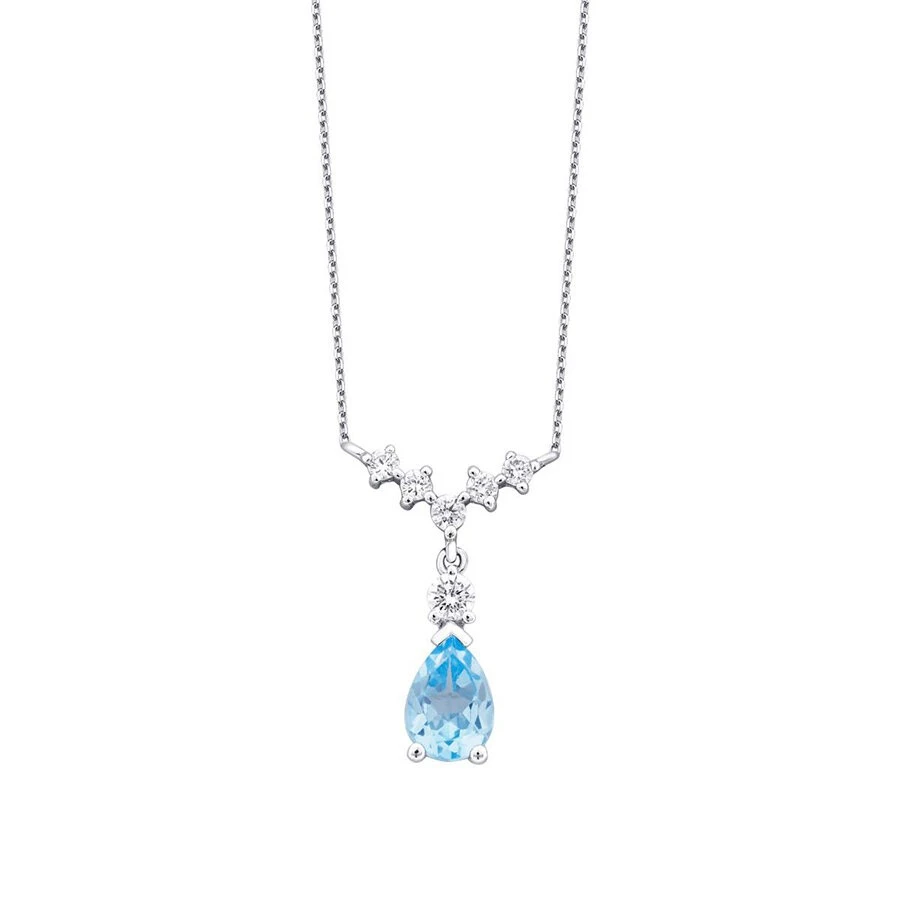 1.05 Karat Pırlanta Blue Topaz Kolye - 1