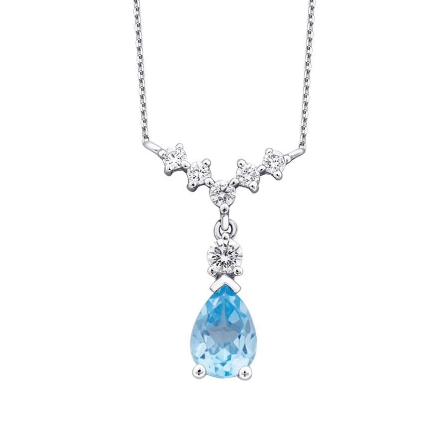 1.05 Karat Pırlanta Blue Topaz Kolye - 2